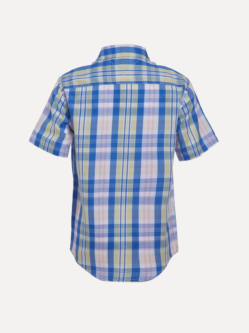 Fiú Tommy Hilfiger Little Pastel Plaid Rövid-Sleeve Ingek Kék | HU 2167DFM